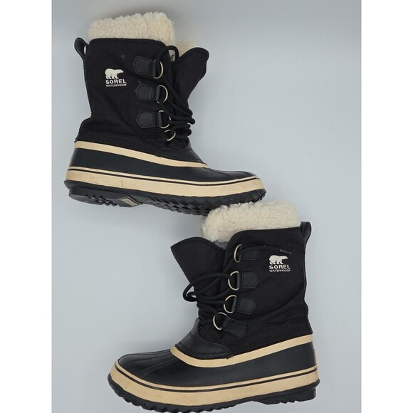 Sorel Womens Size 7.5 Black Caribou Sherpa Waterproof Winter Boots EUC - Picture 4 of 9